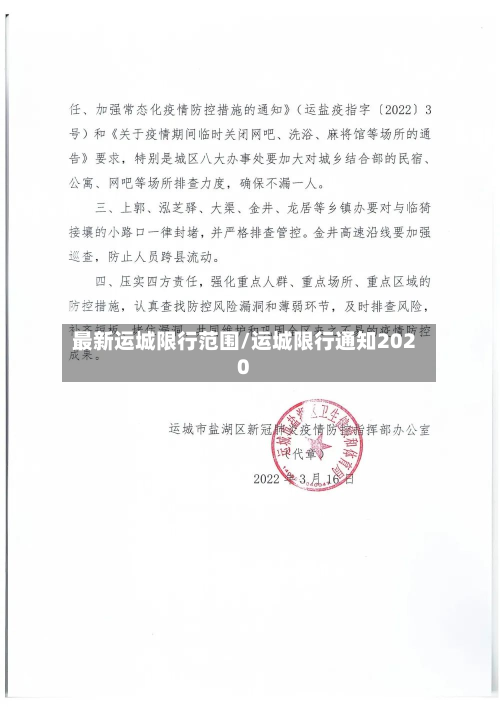 最新运城限行范围/运城限行通知2020
