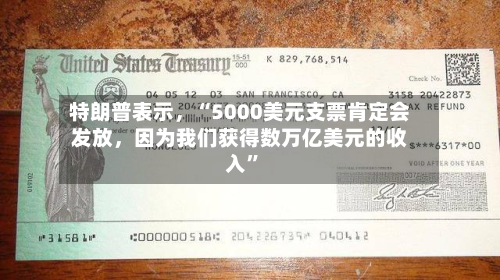 特朗普表示	，“5000美元支票肯定会发放，因为我们获得数万亿美元的收入”-第2张图片