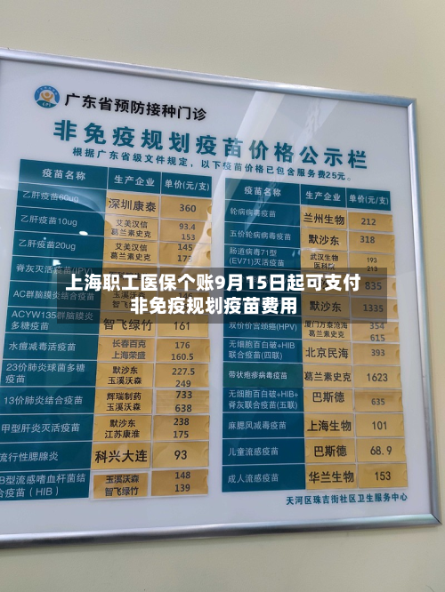 上海职工医保个账9月15日起可支付非免疫规划疫苗费用-第2张图片
