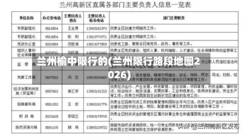 兰州榆中限行的(兰州限行路段地图2026)